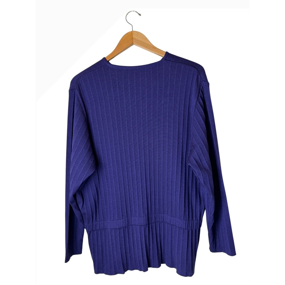 Bitte Kai Rand Rib Knit Sweater Women Medium Purple Lambswool Silk Peplum Hem - Picture 3 of 9